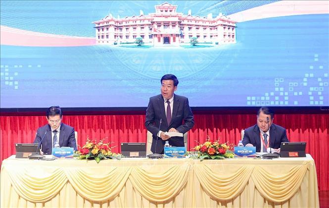 Thứ trưởng Bộ Ngoại giao Nguyễn Mạnh Cường điều hành phiên họp. Ảnh: An Đăng - TTXVN