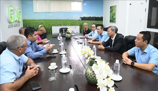 Lễ ký biên bản bàn giao gạo giữa TBAgri và GRANMAX. Ảnh: Việt Hùng - PV TTXVN tại Cuba