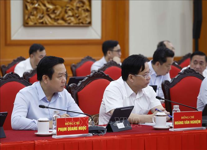 Các đại biểu tham dự Phiên họp thứ nhất Ban Chỉ đạo Trung ương về tổng kết thực tiễn và nghiên cứu sửa đổi, bổ sung Điều lệ Đảng. Ảnh: Thống Nhất - TTXVN