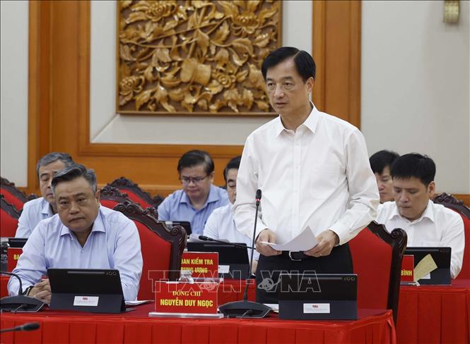 Đồng chí Nguyễn Duy Ngọc, Uỷ viên Bộ Chính trị, Bí thư Trung ương Đảng, Trưởng Ban Tổ chức Trung ương, Phó Trưởng Ban Thường trực Ban Chỉ đạo phát biểu. Ảnh: Thống Nhất - TTXVN