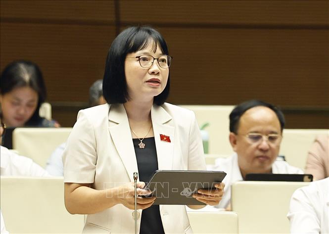 Đại biểu Quốc hội TP Hải Phòng Nguyễn Thị Việt Nga phát biểu. Ảnh: Doãn Tấn - TTXVN