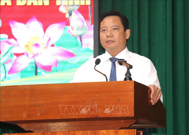 Phó Chủ tịch UBND tỉnh Tây Ninh Phạm Tấn Hoà phát biểu chỉ đạo tại hội nghị. Ảnh: Đức Hạnh - TTXVN