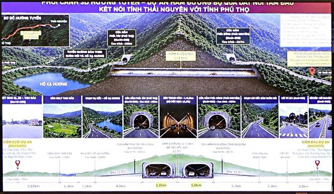 Phối cảnh phương án Dự án hầm đường bộ Tam Đảo kết nối tỉnh Thái Nguyên, tỉnh Phú Thọ và Thành phố Hà Nội. Ảnh: TTXVN phát