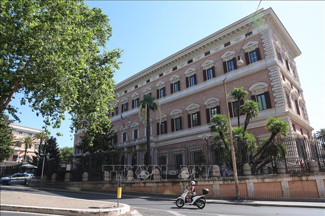 Đại sứ quán Mỹ ở Rome (Italy), nơi diễn ra vòng đàm phán giữa Israel và Liban. Ảnh: THX/TTXVN phát