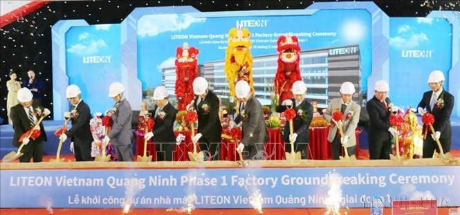 Khởi công giai đoạn 1 Nhà máy Lite-On Quảng Ninh tại khu công nghiệp Sông Khoai (thị xã Quảng Yên, tỉnh Quảng Ninh), ngày 18/3/2025. Ảnh: TTXVN phát