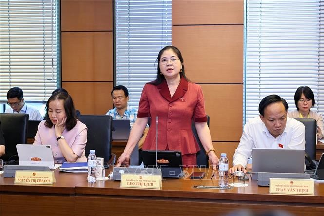 Đại biểu Quốc hội tỉnh Bắc Ninh Leo Thị Lịch phát biểu ý kiến. Ảnh: Doãn Tấn - TTXVN