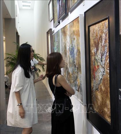 Khách tham quan, tìm hiểu tại Triển lãm. Ảnh: Trịnh Bang Nhiệm - TTXVN 