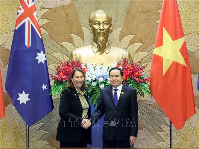 Chủ tịch Quốc hội Trần Thanh Mẫn đón và hội đàm với Chủ tịch Thượng viện Australia Sue Lines thăm chính thức Việt Nam từ ngày 24 đến 30/8/2024. Ảnh: Thống Nhất - TTXVN
