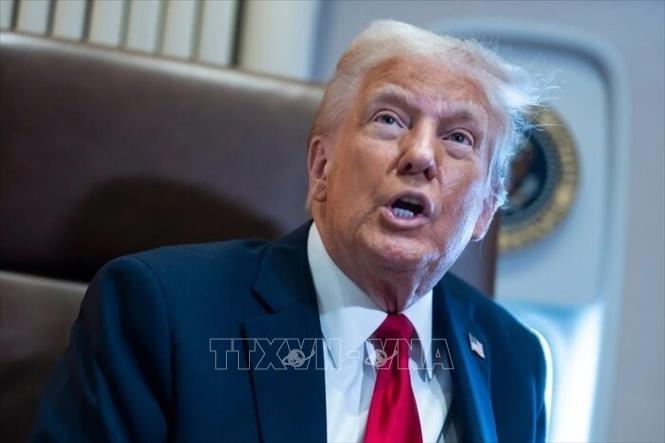 Tổng thống Mỹ Donald Trump phát biểu tại Nhà Trắng. Ảnh: IRNA/TTXVN phát