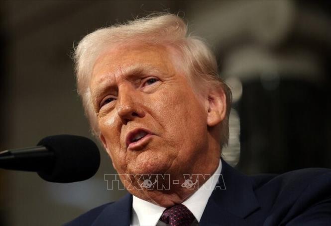 Tổng thống Mỹ Donald Trump phát biểu tại Nhà Trắng. Ảnh: IRNA/TTXVN phát