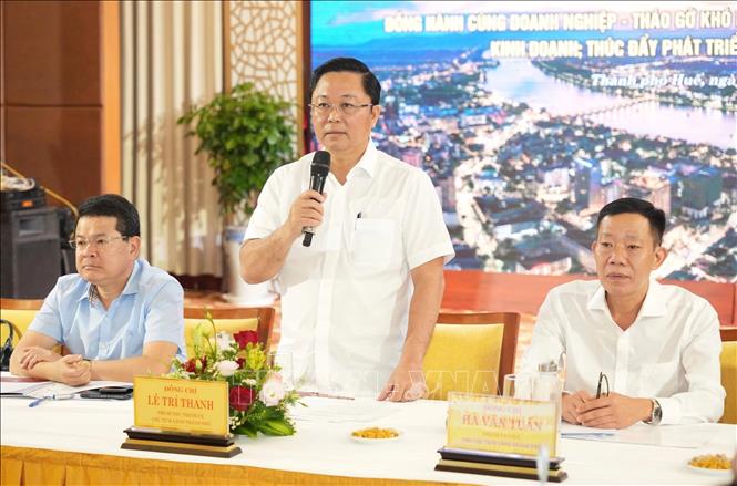 Ông Lê Trí Thanh, Chủ tịch UBND thành phố Huế, phát biểu. Ảnh: Văn Dũng - TTXVN