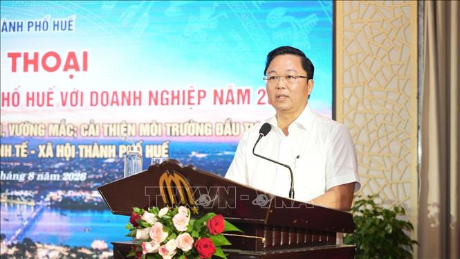 Ông Lê Trí Thanh, Chủ tịch UBND thành phố Huế phát biểu. Ảnh: Văn Dũng - TTXVN