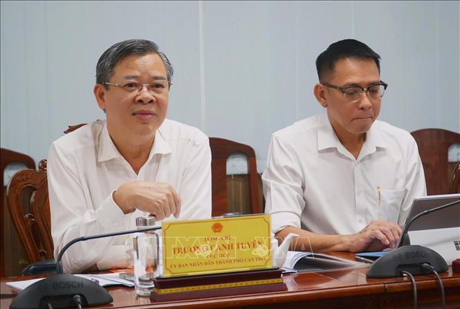 Ông Trương Cảnh Tuyên - Chủ tịch UBND thành phố Cần Thơ phát biểu tại buổi làm việc. Ảnh: Ánh Tuyết - TTXVN