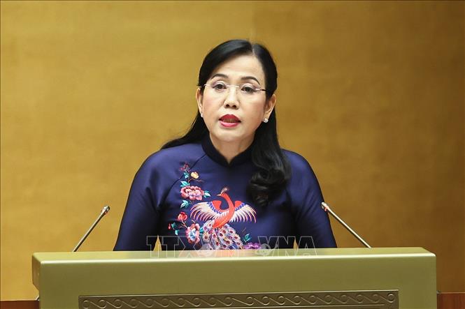 Chủ nhiệm Ủy ban Khoa học, Công nghệ và Môi trường của Quốc hội Nguyễn Thanh Hải trình bày báo cáo thẩm tra. Ảnh: Doãn Tấn - TTXVN