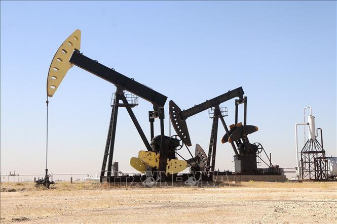Khép phiên, giá dầu Brent Biển Bắc tăng 3,04 USD (3,83%) lên 82,49 USD/thùng, còn giá dầu thô ngọt nhẹ Mỹ (WTI) tăng 2,07 USD (2,75%) lên 77,29 USD/thùng. Ảnh: THX/TTXVN phát