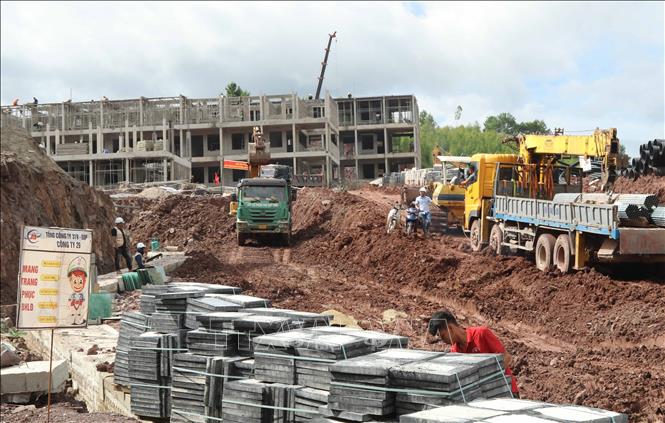Công trình xây dựng Trường phổ thông nội trú liên cấp xã biên giới Kiên Mộc (Lạng Sơn). Ảnh: Quang Duy – TTXVN