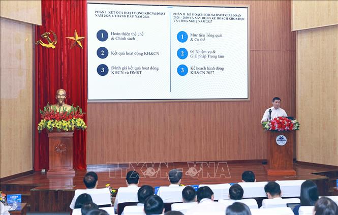 Hội nghị cũng nhằm đánh giá kết quả và định hướng hoạt động khoa học, công nghệ và đổi mới sáng tạo giai đoạn 2026 - 2030. Ảnh: Thanh Tùng - TTXVN