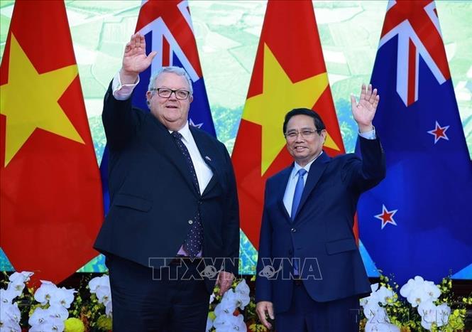 Thủ tướng Phạm Minh Chính hội kiến Chủ tịch Quốc hội New Zealand Gerry Brownlee thăm chính thức Việt Nam (28/8/2025). Ảnh: Dương Giang– TTXVN