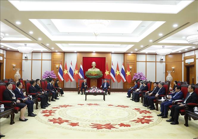 Tổng Bí thư, Chủ tịch nước Tô Lâm tiếp Chủ tịch Quốc hội kiêm Chủ tịch Hạ viện Thái Lan Sophon Zaram. Ảnh: Thống Nhất - TTXVN