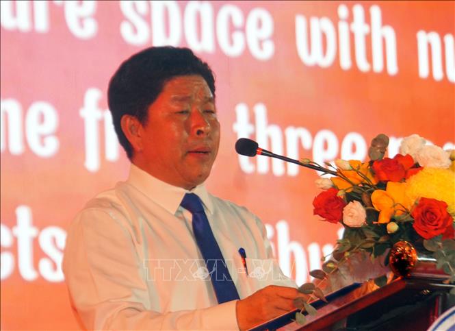 Ông Nguyễn Đức Toàn - Chủ tịch Uỷ ban nhân dân phường Quy Nhơn phát biểu tại lễ khai mạc. Ảnh: Trịnh Bang Nhiệm - TTXVN