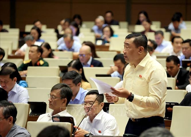 Đại biểu Quốc hội tỉnh Vĩnh Long Thạch Phước Bình phát biểu. Ảnh: Tuấn Anh - TTXVN
