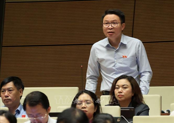 Đại biểu Quốc hội tỉnh Phú Thọ Nguyễn Minh Tuấn phát biểu. Ảnh: Tuấn Anh - TTXVN