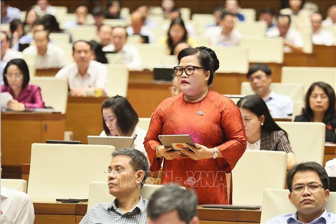 Đại biểu Quốc hội TP Huế Nguyễn Thị Sửu phát biểu. Ảnh: Doãn Tấn - TTXVN