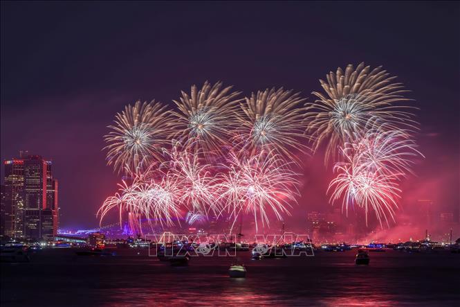 (Tư liệu) Màn trình diễn pháo hoa mừng Quốc khánh Mỹ tại New York ngày 4/7/2026. Ảnh: THX/TTXVN phát