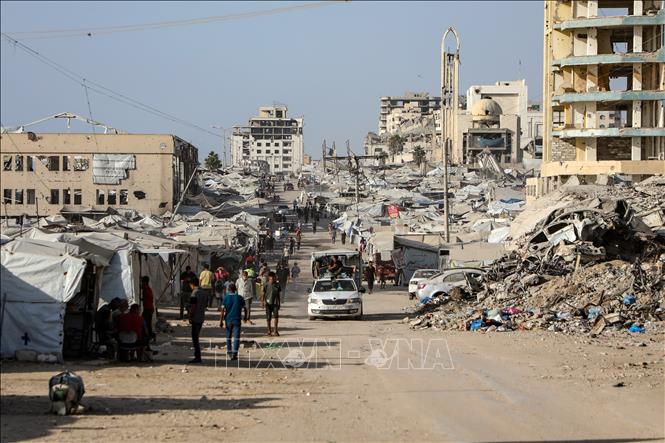 Cảnh đổ nát do xung đột tại Dải Gaza. Ảnh: THX/TTXVN phát
