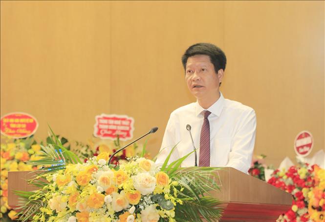 Phó Bí thư Tỉnh ủy, Chủ tịch Ủy ban Mặt trận Tổ quốc tỉnh Lào Cai Nguyễn Thế Phước phát biểu tại Đại hội. Ảnh: Đinh Thùy - TTXVN