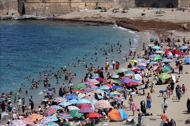 Người dân tắm biển tránh nóng tại Algiers, Algeria. Ảnh: THX/TTXVN phát
