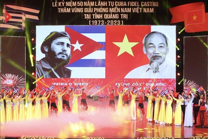  Lễ kỷ niệm 50 năm Lãnh tụ Cuba Fidel Castro thăm Vùng giải phóng miền Nam Việt Nam tại Quảng Trị (9/1973 - 9/2023) được tổ chức trọng thể tại thành phố Đông Hà, tỉnh Quảng Trị (26/9/2023). Ảnh: Minh Quyết - TTXVN
