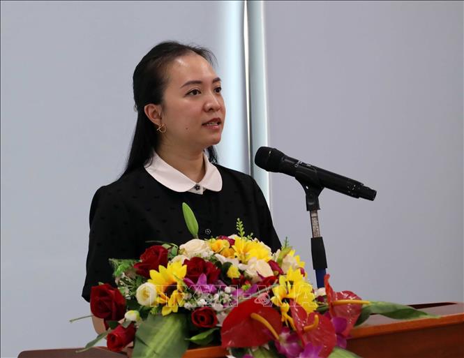 Bà Nguyễn Thị Hoài An, Phó Giám đốc Sở Văn hóa, Thể thao và Du lịch thành phố Đà Nẵng phát biểu tại Hội thảo. Ảnh: Trần Lê Lâm - TTXVN 