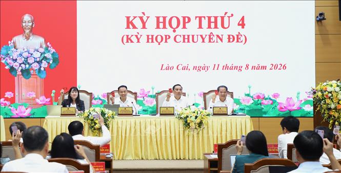 Đại biểu biểu quyết thông qua các nghị quyết tại kỳ họp. Ảnh: Tuấn Khôi - TTXVN