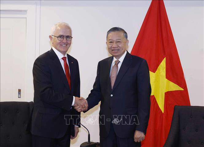 Tổng Bí thư, Chủ tịch nước Tô Lâm tiếp nguyên Thủ tướng Australia Malcolm Turnbull AC, Chủ tịch Công ty công nghệ Advanced Navigation. Ảnh: Thống Nhất – TTXVN