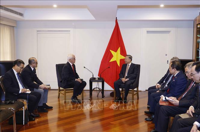 Tổng Bí thư, Chủ tịch nước Tô Lâm tiếp nguyên Thủ tướng Australia Malcolm Turnbull AC, Chủ tịch Công ty công nghệ Advanced Navigation. Ảnh: Thống Nhất – TTXVN