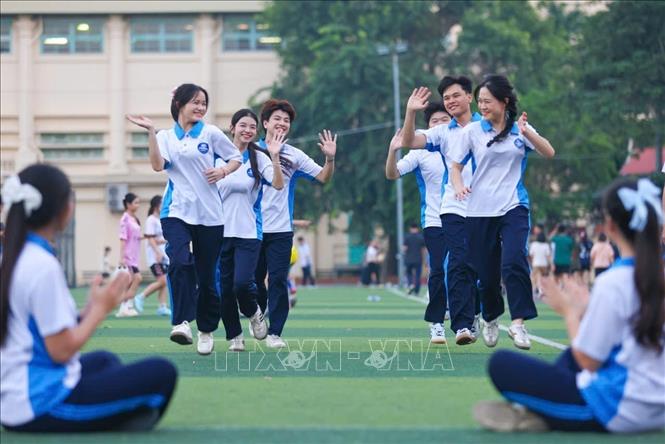 Sinh viên Trường Đại học Sư phạm Hà Nội rèn luyện thể chất. Ảnh: Thanh Tùng – TTXVN