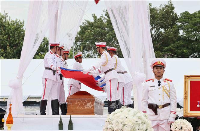 Lễ truy điệu đồng chí Xaysomphone Phomvihane, Ủy viên Bộ Chính trị, Chủ tịch Quốc hội Lào. Ảnh: Phương Hoa – TTXVN
