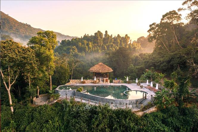 Không gian nghỉ dưỡng giữa núi rừng tại Panhou Retreat, xã Thông Nguyên (tỉnh Tuyên Quang). Ảnh: Minh Tâm -TTXVN