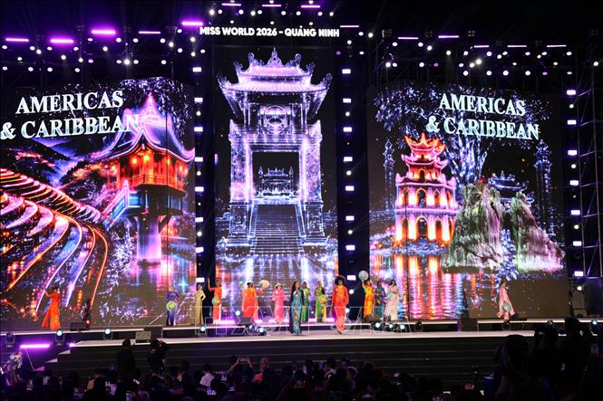 Quang cảnh đêm khai mạc Miss World lần thứ 73. Ảnh: Đức Hiếu - TTXVN