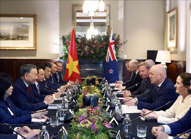 Tổng Bí thư, Chủ tịch nước Tô Lâm hội đàm chính thức với Thủ tướng New Zealand Christopher Luxon. Ảnh: Thống Nhất – TTXVN
