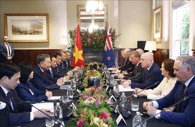 Tổng Bí thư, Chủ tịch nước Tô Lâm hội đàm chính thức với Thủ tướng New Zealand Christopher Luxon. Ảnh: Thống Nhất – TTXVN