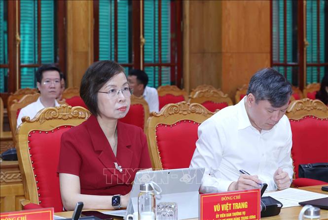 Đồng chí Vũ Việt Trang, Uỷ viên Ban Thường vụ Đảng uỷ các cơ quan Đảng Trung ương, Bí thư Đảng uỷ, Tổng Giám đốc Thông tấn xã Việt Nam, Phó trưởng Ban Tuyên giáo Trung ương dự hội nghị. Ảnh: Phương Hoa - TTXVN