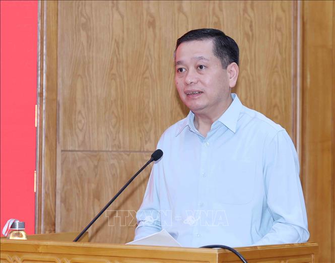 Đồng chí Nguyễn Long Hải, Uỷ viên Trung ương Đảng, Phó Bí thư Thường trực Đảng uỷ các cơ quan Đảng Trung ương quán triệt, triển khai thực hiện Quy định số 208/QĐ/TW và Kết luận số 76-KL/TW. Ảnh: Phương Hoa - TTXVN