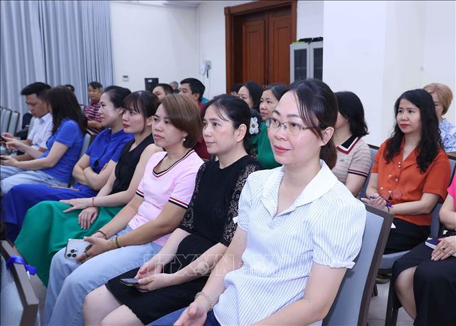 Đảng viên thuộc Đảng bộ Thông tấn xã Việt Nam tham dự Hội nghị trực tuyến tại điểm cầu trụ sở Thông tấn quốc gia (số 5 Lý Thường Kiệt, Hà Nội). Ảnh: Văn Điệp – TTXVN