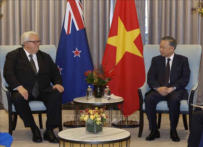 Tổng Bí thư, Chủ tịch nước Tô Lâm hội kiến Chủ tịch Quốc hội New Zealand Gerry Brownlee. Ảnh: Thống Nhất – TTXVN