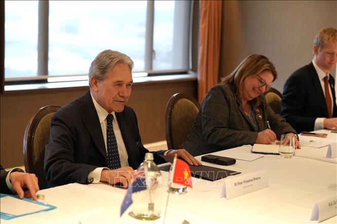 Bộ trưởng Ngoại giao New Zealand Winston Peters tại Hội nghị Bộ trưởng Ngoại giao Việt Nam - New Zealand lần thứ tư. Ảnh: Lê Đạt - PV TTXVN tại châu Đại Dương