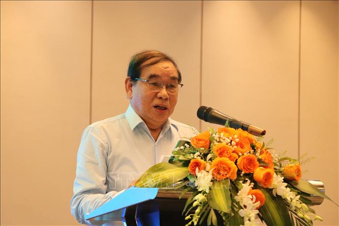 Ông Nguyễn Đình Hiệp, Chủ tịch Hội Khoa học và Công nghệ sử dụng năng lượng tiết kiệm và hiệu quả Việt Nam phát biểu tại Hội thảo. Ảnh: Trần Tĩnh - TTXVN