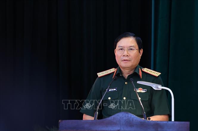Đại tướng Nguyễn Tân Cương, Tổng tham mưu trưởng. Quân đội nhân dân Việt Nam, Thứ trưởng Bộ Quốc phòng phát biểu. Ảnh: Tuấn Anh - TTXVN