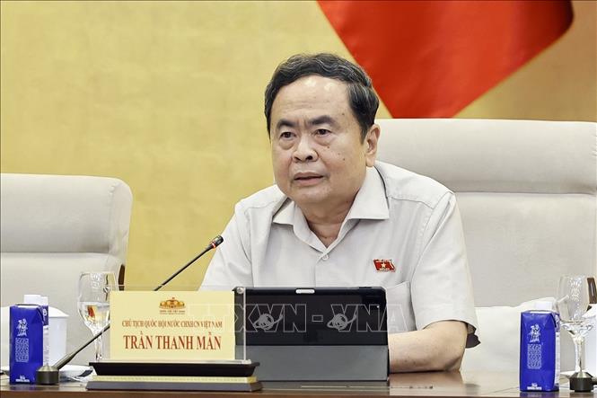 Chủ tịch Quốc hội Trần Thanh Mẫn phát biểu. Ảnh: Doãn Tấn - TTXVN
